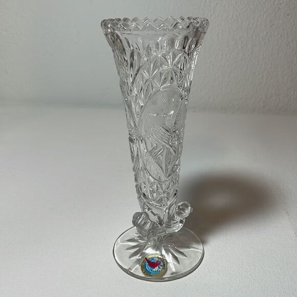 Hofbauer birds crystal vase 7” - Picture 3 of 6